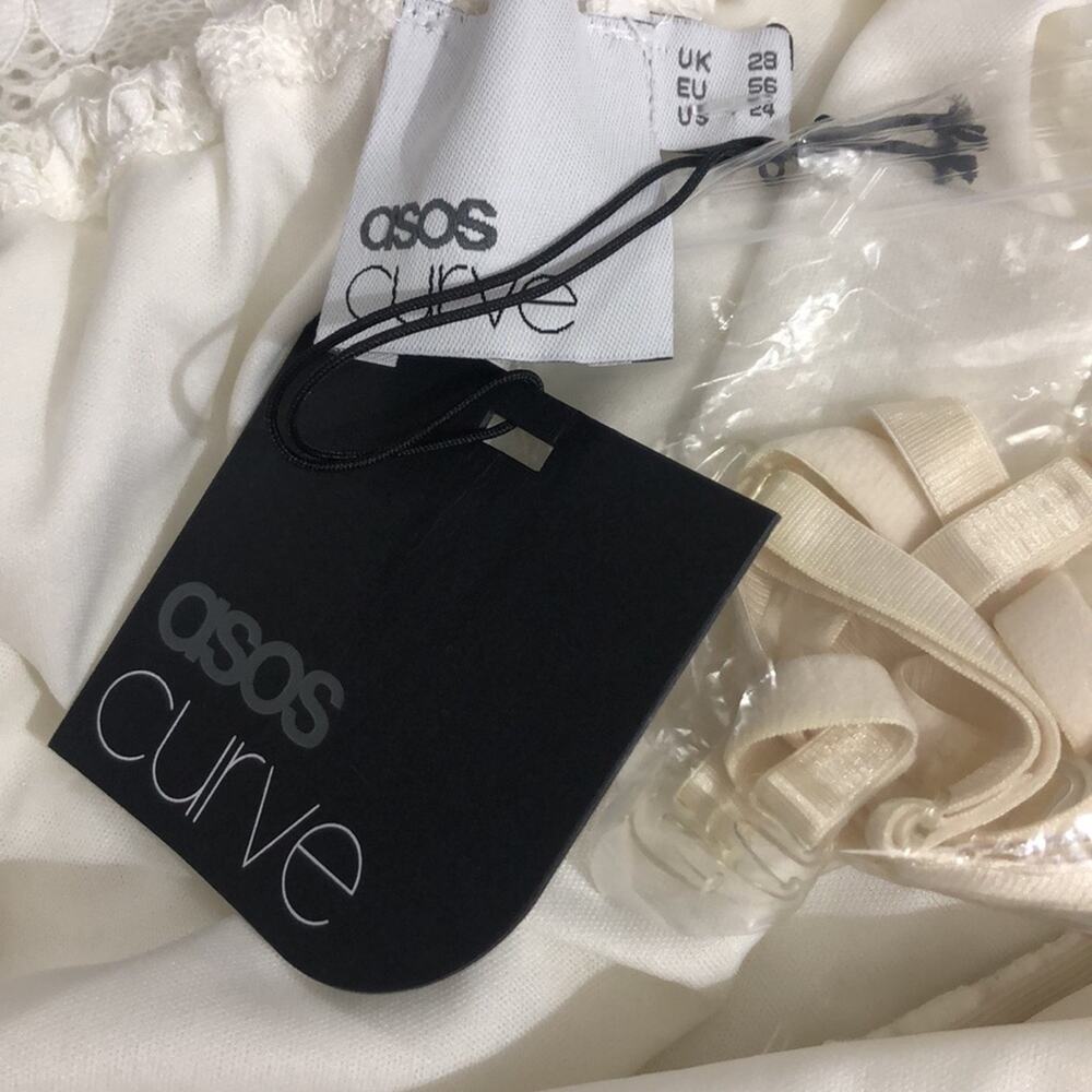 ASOS Curve Off Shoulder Ivory Lace Dress 24 NWT - Picture 4 of 7